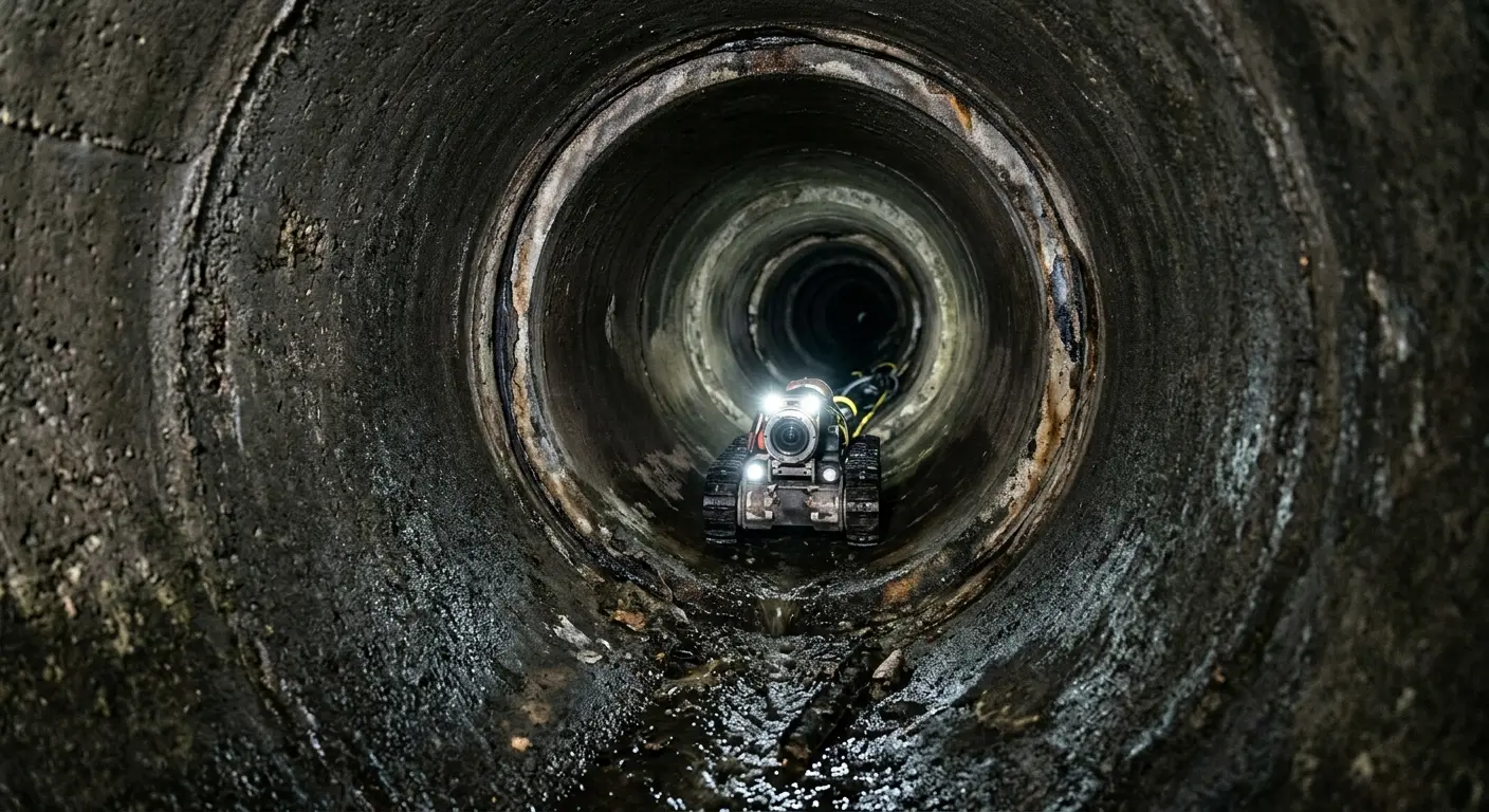 Robotic sewer camera inspecting pipe interior for Drain Snake Service in Clearlake